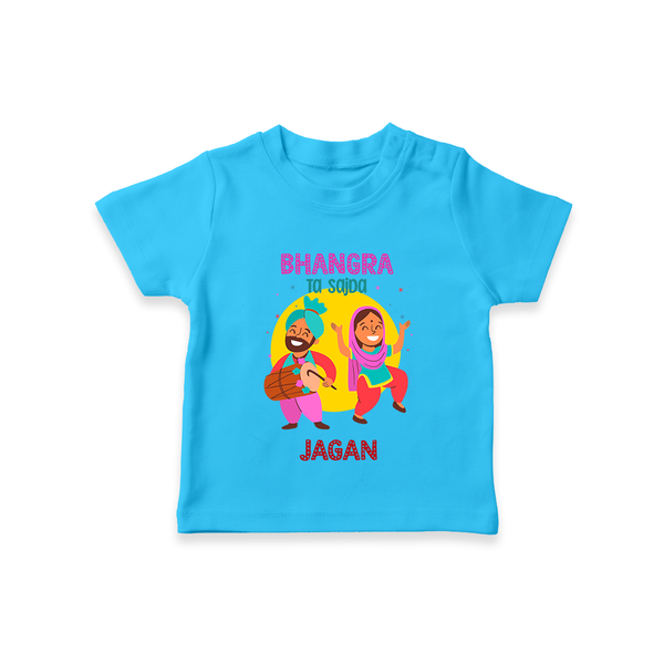Bhangra Ta Saida| Personalised T-Shirt  with Name - SKY BLUE - 0-5 Months Old (Chest 17")
