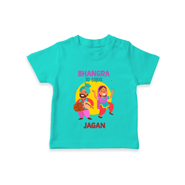 Bhangra Ta Saida| Personalised T-Shirt  with Name - TEAL - 0-5 Months Old (Chest 17")