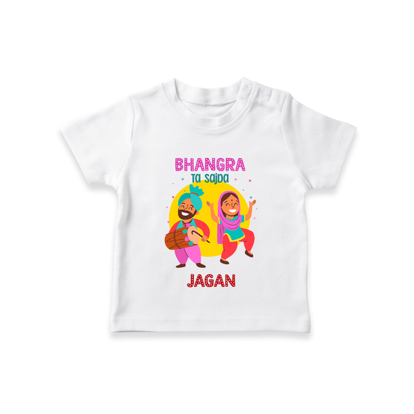 Bhangra Ta Saida| Personalised T-Shirt  with Name - WHITE - 0-5 Months Old (Chest 17")