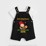 Little Dhol Master | Personalised Dungaree  with Name - BLACK - 0 - 5 Months Old (Chest 18")