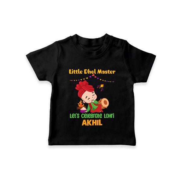 Little Dhol Master | Personalised T-Shirt  with Name - BLACK - 0-5 Months Old (Chest 17")