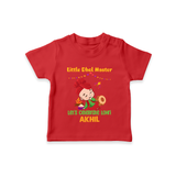 Little Dhol Master | Personalised T-Shirt  with Name - RED - 0-5 Months Old (Chest 17")