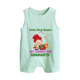 Little  Dhol Master - Lohri Themed Customized Romper Suit for Babies With Name - MINT GREEN - 0 - 5 Months Old (Chest 18")