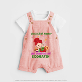 Little Dhol Master | Personalised Dungaree  with Name - PEACH - 0 - 5 Months Old (Chest 18")