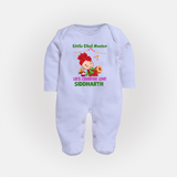 Little Dhol Master | Personalised Fullbody suit  with Name - BABY BLUE - New Born (Chest 7.5")