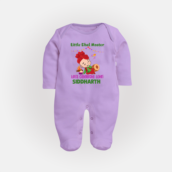 Little Dhol Master | Personalised Fullbody suit  with Name - LILAC - New Born (Chest 7.5")
