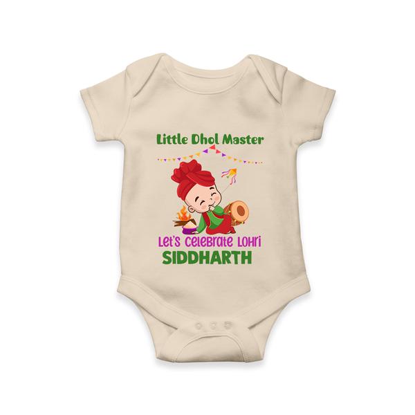 Little Dhol Master | Personalised Romper  with Name - IVORY - New Born (Chest 14")