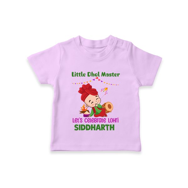 Little Dhol Master | Personalised T-Shirt  with Name - LILAC - 0-5 Months Old (Chest 17")