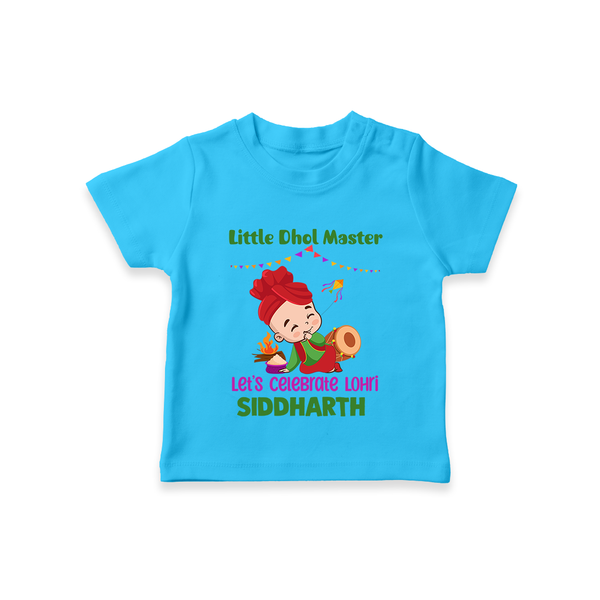 Little Dhol Master | Personalised T-Shirt  with Name - SKY BLUE - 0-5 Months Old (Chest 17")