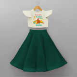 Bhangra Pao Lohri Manao - Lohri Themed Customized Crop Top And Skirt for Kids With Name - BOTTLE GREEN - 6 - 9 Months Old (Chest 20" , Frock Waist 20")