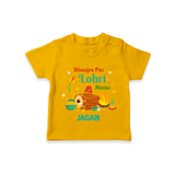 Bhangra Pao Lohri Manao - Lohri Themed Customized T-Shirt for Kids With Name - CHROME YELLOW - 0-5 Months Old (Chest 17")