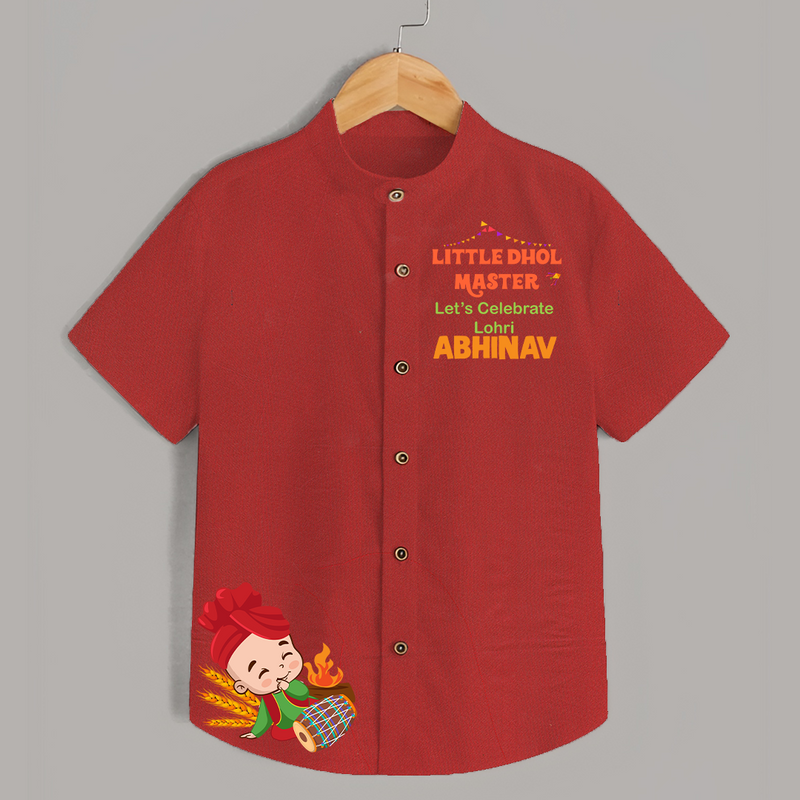 Little Dhol Master - Customised Shirt For Kids - RED - 0 - 6 Months Old (Chest 23")