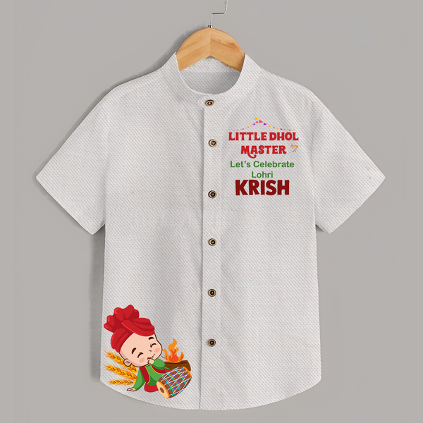 Little Dhol Master - Customised Shirt For Kids - WHITE - 0 - 6 Months Old (Chest 23")