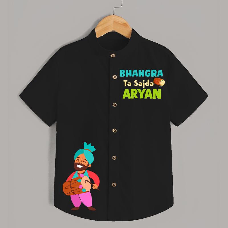 Bhangra Ta Sajda - Customised Shirt For Kids - BLACK - 0 - 6 Months Old (Chest 23")