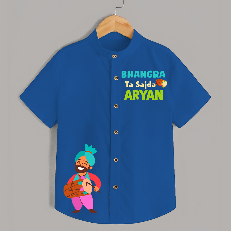 Bhangra Ta Sajda - Customised Shirt For Kids - COBALT BLUE - 0 - 6 Months Old (Chest 23")