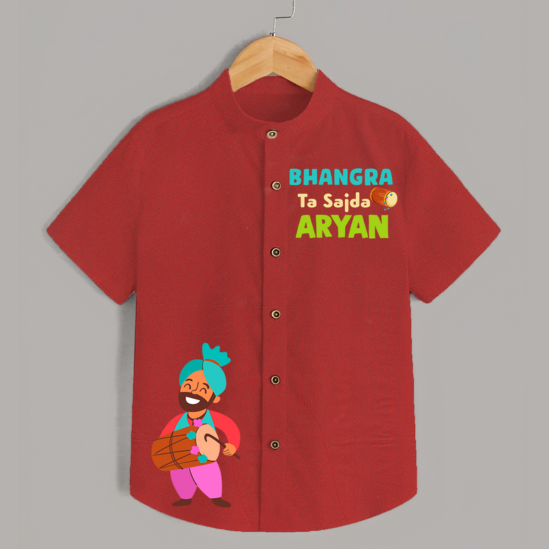 Bhangra Ta Sajda - Customised Shirt For Kids - RED - 0 - 6 Months Old (Chest 23")