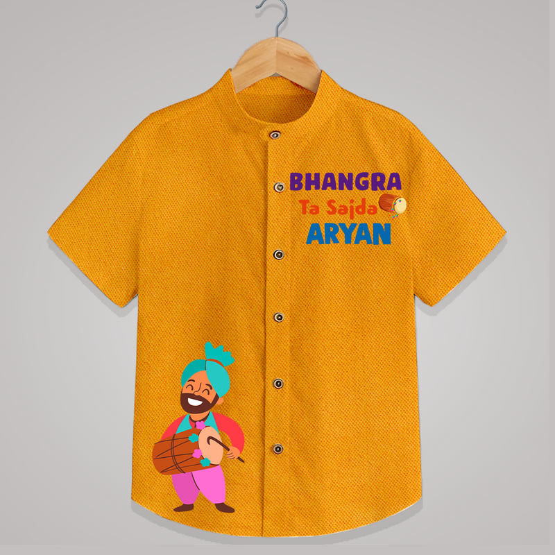 Bhangra Ta Sajda - Customised Shirt For Kids - CHROME YELLOW - 0 - 6 Months Old (Chest 23")