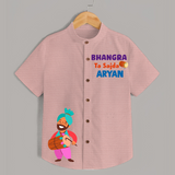 Bhangra Ta Sajda - Customised Shirt For Kids - PEACH - 0 - 6 Months Old (Chest 23")