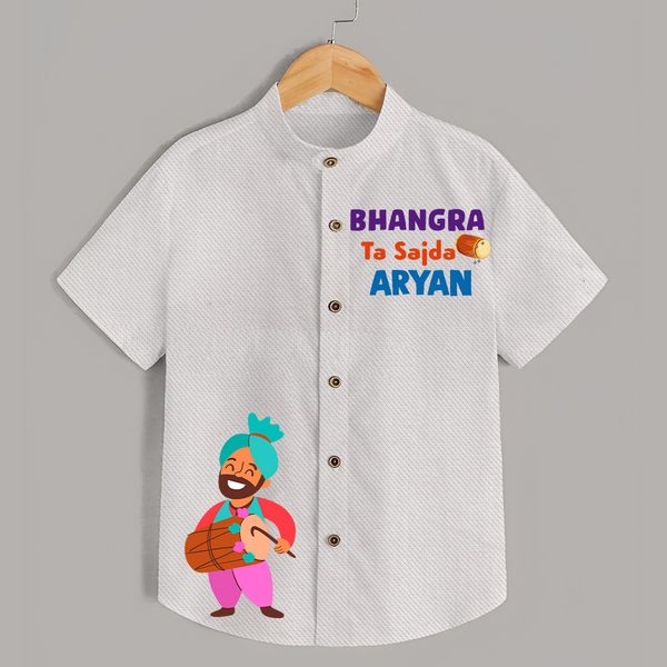 Bhangra Ta Sajda - Customised Shirt For Kids - WHITE - 0 - 6 Months Old (Chest 23")