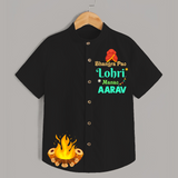 Bhangra Pao, Lohri Manao - Adorable Customised Kids Shirt - BLACK - 0 - 6 Months Old (Chest 23")