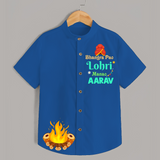 Bhangra Pao, Lohri Manao - Adorable Customised Kids Shirt - COBALT BLUE - 0 - 6 Months Old (Chest 23")