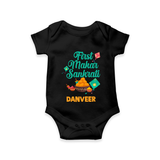 First Makar Sankrati | Customized Romper with Name - BLACK - New Born (Chest 14")