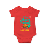First Makar Sankrati | Customized Romper with Name - RED - New Born (Chest 14")