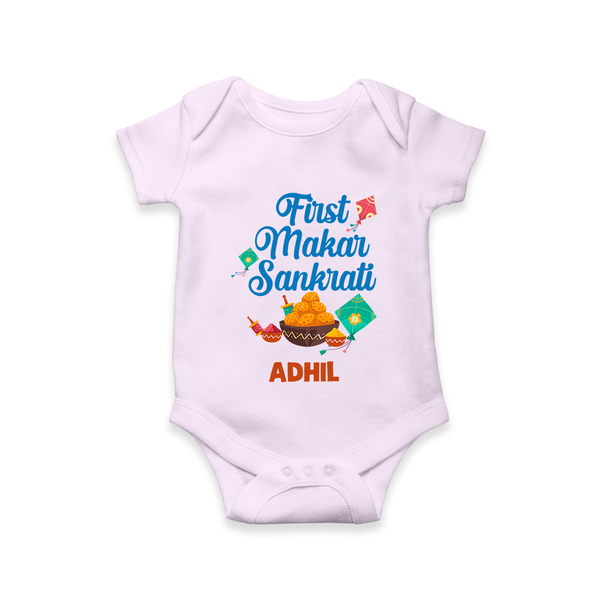 First Makar Sankrati | Customized Romper with Name - LILAC - New Born (Chest 14")