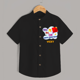 Kai po che 'Happy Sankranti' - Customized Shirt For kids With Name - BLACK - 0 - 6 Months Old (Chest 23")