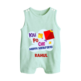 Kai po che 'Happy Sankranti - Customized Romper Suit For kids With Name - MINT GREEN - 0 - 5 Months Old (Chest 18")