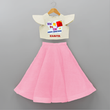 Kai po che 'Happy Sankranti' - Customized Crop Top And Skirt For kids With Name - PINK - 6 - 9 Months Old (Chest 20" , Frock Waist 20")