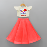 Kai po che 'Happy Sankranti' - Customized Crop Top And Skirt For kids With Name - RED - 6 - 9 Months Old (Chest 20" , Frock Waist 20")