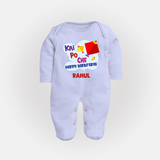 Kai po che 'Happy Sankranti' - Customized Sleep Suit For kids With Name - BABY BLUE - New Born (Chest 7.5")