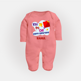 Kai Po Che Ha Happy Sankranti | Customized FullBody Suit with Name - PEACH - New Born (Chest 7.5")