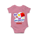 Kai po che 'Happy Sankranti' - Customized Romper For Babies With Name - ONION - 0 - 3 Months Old (Chest 16")