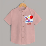 Kai po che 'Happy Sankranti' - Customized Shirt For kids With Name - PEACH - 0 - 6 Months Old (Chest 23")