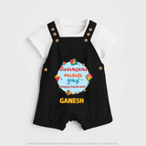 Happy Sankranti - Festival of Kites Dungaree Set for kids with Name - BLACK - 0 - 5 Months Old (Chest 18")