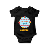 Happy Sankranti - Festival of Kites Romper for Babies with Name - BLACK - 0 - 3 Months Old (Chest 16")