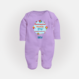 Happy Sankranti - Festival of Kites Sleep Suit for kids with Name - LILAC - New Born (Chest 7.5")