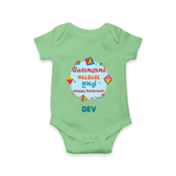 Happy Sankranti - Festival of Kites Romper for Babies with Name - GREEN - 0 - 3 Months Old (Chest 16")