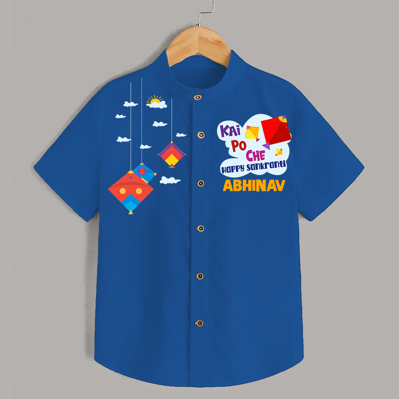 Kai Po Che - Happy Sankranti - Adorable Customised Shirt For Kids - COBALT BLUE - 0 - 6 Months Old (Chest 23")