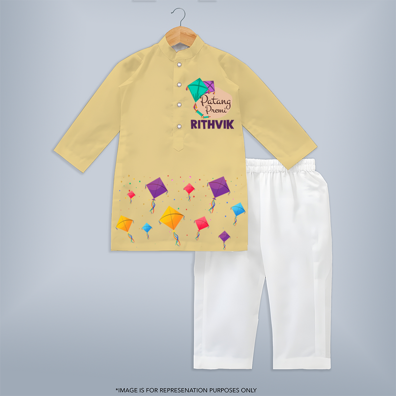 Patang Premi - Customised Kids Kurta  - YELLOW - 3 - 6 Months Old (Chest 24", Kurta Length 14'', Waist 19", Pant Length 14")