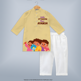 Little Uttarayan Flyer - Adorable Customised Kids Kurta - YELLOW - 3 - 6 Months Old (Chest 24", Kurta Length 14'', Waist 19", Pant Length 14")