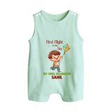 My First Uttarayan - First Flight To The Sky Customized Romper Suit for Kids with Name - MINT GREEN - 0 - 5 Months Old (Chest 18")