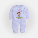 First Flight to the sky | Customized FullBody Suit with Name - BABY BLUE - New Born (Chest 7.5")