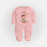 My First Uttarayan - First Flight To The Sky Customized Sleep Suit for Kids with Name - BABY PINK - New Born (Chest 7.5")