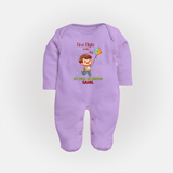 My First Uttarayan - First Flight To The Sky Customized Sleep Suit for Kids with Name - LILAC - New Born (Chest 7.5")