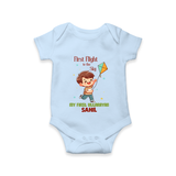 My First Uttarayan - First Flight To The Sky Customized Romper for Babies with Name - BABY BLUE - 0 - 3 Months Old (Chest 16")