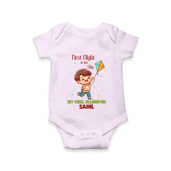 First Flight to the sky | Customized Romper with Name - LILAC - New Born (Chest 14")