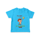 My First Uttarayan - First Flight To The Sky Customized T-shirt for Babies with Name - SKY BLUE - 0-5 Months Old (Chest 17")